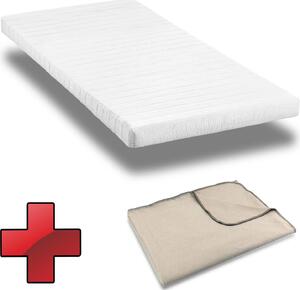 Materasso in schiuma comfort K10 100 x 200 cm, altezza 10 cm, livello di rigidità H3 + coperta Sleezzz® Smart 140 x 200 cm