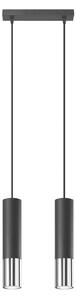 Lampada a sospensione LOOPEZ 2 nero/cromo 2xGU10 10W acciaio 90x6x30cm Sollux Lighting