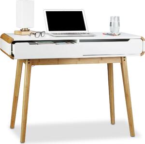 Scrivania Relaxdays con cassetti, toletta in stile nordico, scrivania per bambini A x L x P: 73 x 100 x 45 cm, bianca