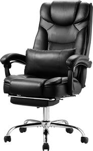 SucceBuy Executive Chair sedia da ufficio con schienale alto, poggiapiedi e supporto lombare, nero