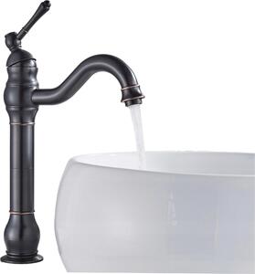 Rubinetto per lavabo, rubinetto da bagno in stile retrò, finitura nera opaca, ad alta pressione, con regolazione della portata e della temperatura dell'acqua
