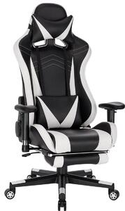 Sedia da gioco Happyment Luxe - Sedia ergonomica da gioco e da ufficio con poggiapiedi - Regolabile in altezza - Bianco - Similcuoio