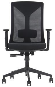 Sedia da ufficio girevole ergonomica HAGER, base in nylon, braccioli regolabili, schienale in rete, nero