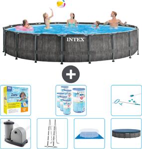 Piscina Intex Round Prism Frame Greywood - 549 x 122 cm - inclusa pompa - scaletta - telo di fondo - pacchetto manutenzione copertura - filtro - kit di pulizia