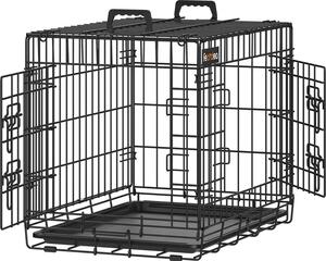 Cassa per cani Feandrea, pieghevole, con 2 porte, vassoio in plastica estensibile, 61 x 43,5 x 50,5 cm, S, nero