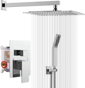 Set di miscelatori da incasso per doccia Rainsworth, soffione a pioggia quadrato 25x25 cm con tecnologia Air Injection all'avanguardia, acciaio inox e ottone di alta qualità