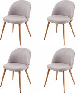 Set di 4 sedie per sala da pranzo HWC-D53, sedia da cucina, design retrò anni '50, tessuto/tessuto ~ grigio chiaro