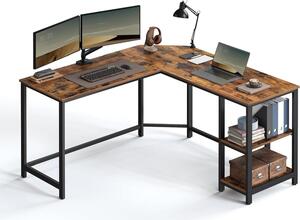 VASAGLE LWD72X scrivania per computer, scrivania ad angolo a forma di L, scrivania da gioco, postazione di lavoro con 2 vani portaoggetti per l'ufficio domestico, salvaspazio