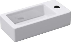 Doporro Lavabo Piccolo da Parete in Ceramica Bianco Lucido 37,5x18x8,8 cm, Lavandino Rettangolare Sospeso Monoforo Compatto per Bagno o WC C Br¹ssel3053L