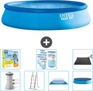 Piscina gonfiabile rotonda Easy Set di Intex - 457 x 107 cm - blu - inclusa pompa - scaletta - telo di fondo - confezione di manutenzione della copertura - filtro - tappetino solare