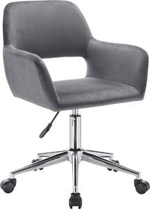 Sedia da ufficio Diva - Sedia ergonomica girevole con braccioli - Regolabile in altezza - Velluto - Grigio scuro - Per adulti - Su rotelle