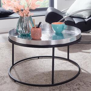 Tavolino in ferro battuto 62x62x36 cm tavolino in alluminio nero argento | Wohnling
