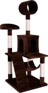 Tiragraffi lionto, elegante albero per gatti da 133 cm con copertura in peluche, robusti paletti in sisal e versatili aree di riposo, marrone