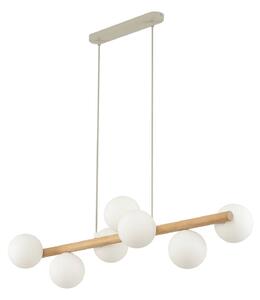 TK Lighting Lampada a sospensione Estera, vetro opalino, legno, 7 luci