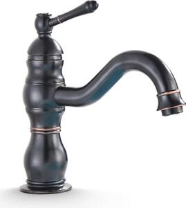 Rubinetto per lavabo, rubinetto da bagno in stile retrò, finitura nera opaca, ad alta pressione, con regolazione della portata e della temperatura dell'acqua