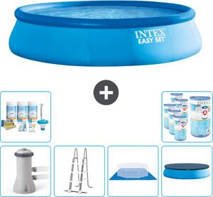 Piscina gonfiabile rotonda Easy Set di Intex - 457 x 107 cm - blu - inclusa pompa - scaletta - telo di fondo - confezione di manutenzione del telo - filtro