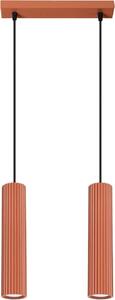 Lampada a sospensione KARBON 2 rosso ocra 2xGU10 10W alluminio 90x6.5x30cm Sollux Lighting