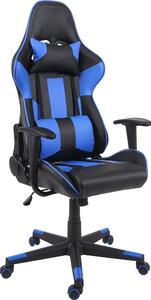 Sedia da ufficio HWC-F84, sedia da scrivania sedia da gioco sedia girevole executive, finta pelle ~ nero/blu