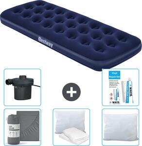 Materasso gonfiabile Bestway - 1 persona - 76 x 185 x 22 cm - Blu - Accessori inclusi