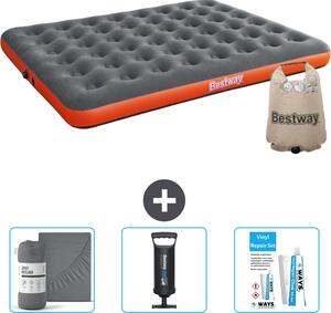 Materasso gonfiabile Bestway - 2 persone - 152 x 203 x 22 cm - grigio/arancio - accessori inclusi