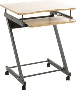 Scrivania per computer HAKU su rotelle, antracite, rovere - MDF, metallo, L/A/P: 60x75x49 cm