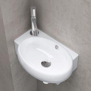 Doporro Lavabo da Appoggio 42x28x15cm, Lavandino Bagno in Vetroceramica Nano Rivestimenti Inclusi Br¹ssel001R, Bianco