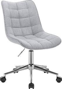 Sedia da ufficio ergonomica Deluxe - Per adulti - Tessuto di lino - Su rotelle - Con poggiapiedi - Grigio chiaro - Regolabile in altezza