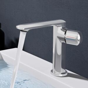 Doporro Miscelatore lavabo bagno in ottone cromato, monocomando per acqua calda e fredda 17,9 cm WAO-1180