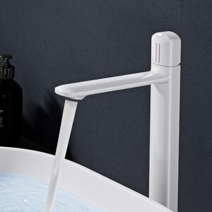 Doporro Miscelatore lavabo bagno in ottone bianco, monocomando per acqua calda e fredda 31,3 cm WAO-1190H