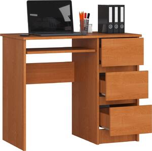 BDW, scrivania per computer con 3 cassetti, cassetto per tastiera, 90x77x50 cm, ontano (destra)