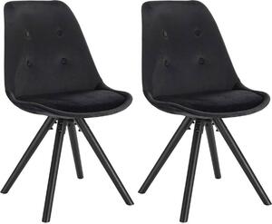 Sedia per ospiti Happyment Zizi – Nero – Sedie da pranzo – Velluto – Gambe in legno – Set da 2 – Altezza seduta 46 cm – Deluxe