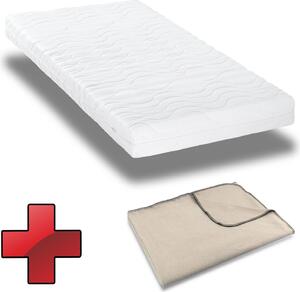 Materasso Premium a 7 zone 100x200 cm CloudComfort, altezza 15 cm, livello di rigidità H2/H3 + coperta Sleezzz® Smart 140 x 200 cm