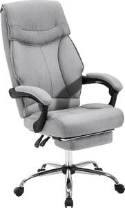 Happyment Sedia ergonomica per ufficio - Con rotelle - Per adulti - Con poggiapiedi - Grigio chiaro - Regolabile in altezza - Tessuto