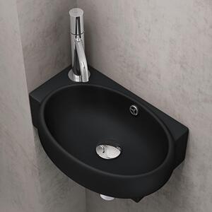 Doporro Lavabo da Appoggio 42x28x15cm, Lavandino Bagno in Vetroceramica Nano Rivestimenti Inclusi Br¹ssel001R, Nero opaco