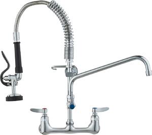 VEVOR Rubinetto commerciale con doccetta pre-lavello, rubinetto da cucina alto 53 cm, bocca girevole da 30,5 cm, rubinetto per lavello da cucina per montaggio a parete, apparecchio in ottone con doccetta estraibile, per lavello a 1/2/3 scomparti
