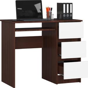 BDW, scrivania per computer con 3 cassetti, cassetto per tastiera, 90x77x50 cm, Venga / bianco (destra)