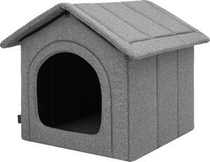 Cuccia per cani per interni ed esterni - cuccia pieghevole in schiuma, misura R1 (32×38×38 cm), tetto rimovibile, eco lino color grafite | PillowPrim