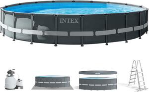 INTEX 26334GN Set piscina Ultra XTR (610x122cm) con pompa filtro inclusa Telo di copertura Scaletta Telo pavimento