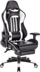 Sedia da gioco Happyment Luxe - Sedia ergonomica da gioco e da ufficio con poggiapiedi - Regolabile in altezza - Bianco - Similcuoio