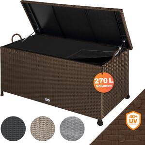 Casaria® Baule da Esterno XXL 117x53x60cm 270L Box con Ruote Impermeabile Resistente Cassettone Contenitore Cuscini Giocatoli Mobili Giardino Bauli