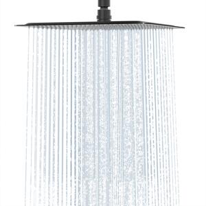 Rainsworth 30x30 cm doccia a pioggia in acciaio inox, soffione con ugelli anticalcare, tecnologia a iniezione d'aria soffione doccia a pioggia, nero
