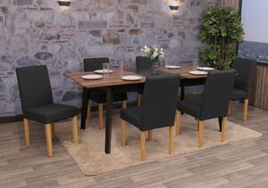 Set di 6 sedie per sala da pranzo Sedia da cucina Littau ~ tessuto, nero, gambe chiare