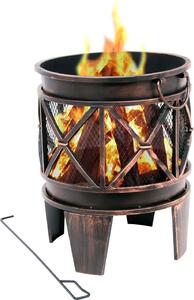 Cesto da fuoco BBQ-Toro "Plum" Ø 42 cm incl. attizzatoio, in look ruggine antico, per giardino e terrazza