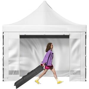Padiglione - Gazebo pieghevole 3x3m - Gazebo pieghevole 240g poliestere rivestito in PVC - Gazebo pop-up 1,95-2,13m regolabile in altezza - Tenda da festa Tendone da spiaggia - Bianco