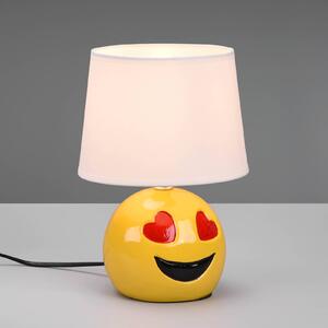 Reality Leuchten Lampada da tavolo Lovely con smiley tessuto bianco