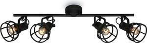 Lampada da soffitto retro regolabile paralume a griglia 4xE14 25W acciaio nero Briloner