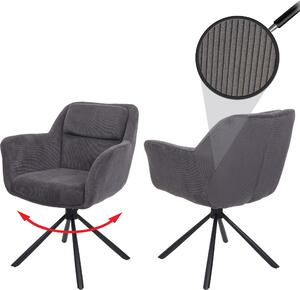 Set di 2 sedie per sala da pranzo HWC-K33, sedia da cucina Sedia, posizione girevole automatica, tessuto MVG ~ grigio velluto a coste