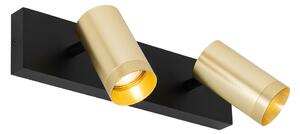 Faretto da soffitto nero con oro orientabile a 2 luci - Jeana Luxe