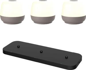 Lusso - Lampada da tavolo Naxos - Set di 3 - Taupe + Charger nero - H8 x Ø9