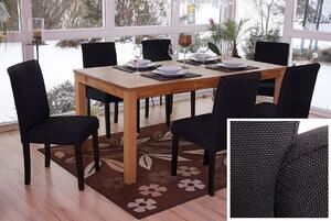 Set di 6 sedie per sala da pranzo Sedia da cucina Littau ~ tessuto, nero, gambe scure